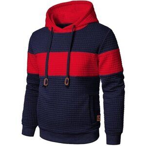 COOFANDY Waffle Knit Hooded Sweatshirt Drawstring Pocket- XLarge